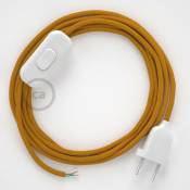 Creative Cables - Cordon pour lampe, câble RM25 Effet Soie Moutarde 1,80 m. Choisissez la couleur de la fiche et de l'interrupteur Blanc