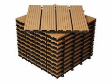 Ecd germany wpc carreaux 30x30 cm - 44 pièces par 4m² - avec aspect de bois - teak - dalles avec système de drainage - pour terrasse de balcon patio j