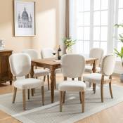 Ensemble de 6 chaises de salle à manger, chaises rembourrées avec dossiers de chaise décorés de clous en cuivre, chaise de salle à manger vintage,
