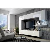 Ensemble meuble tv concept 6 blanc brillant 256 x 22-35 x 166 cm