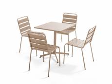 Ensemble table de jardin carrée et 4 chaises taupe - palavas