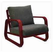 Fauteuil détente Antonino sofa en aluminium/coussins - rouge/gris - Proloisirs