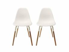 Fluk - lot de 2 chaises polypropylène blanc et bois