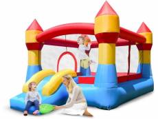Giantex château gonflable aire de jeux gonflable avec toboggan pour enfant en tissu oxford equipée de filet protecteur 370 x 280 x 230 cm