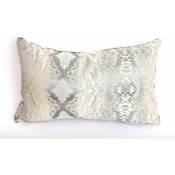 Heart Of The Home - Coussin rectangulaire design effet python Joha - 30 x 50 - Blanc