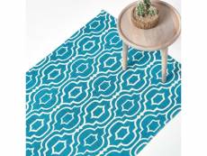 Homescapes tapis en coton à imprimé géométrique bleu turquoise - riga - 160 x 230 cm RU1279D