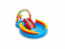 Intex piscine gonflable enfant arc en ciel / aire de jeux aquatique avec toboggan - 297x193x135 cm INT0078257574537