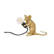 Lampe à poser en résine dorée et noir 5 x 15 cm Mouse assise USB - Seletti