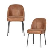 Lot de 2 chaise de table en cuir marron