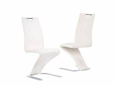 Lot de 2 chaises design en cuir synthétique - blanc 4600