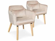 Lot de 2 chaises / fauteuils scandinaves shaggy velours beige