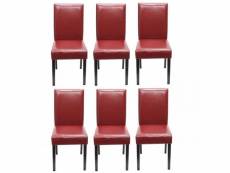 Lot de 6 chaises de salle à manger synthétique rouge pieds foncés cds04244