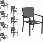 Lot de 8 chaises rembourrées en aluminium anthracite