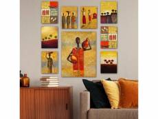 Lot de 9 tableaux aranea l20xh15cm motif art africain multicolore