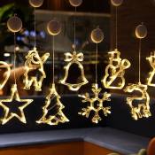 Lumières de fenêtre de Noël, lumière de fenêtre de Noël Suspendue avec Ventouse,décorations de Lampe Suspendue à Piles pour Le Magasin de Vacances