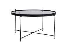 Meolo - table basse ronde ø70cm acier noir et plateau