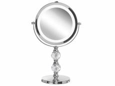 Miroir de maquillage avec éclairage led ø 18 cm argenté claira 297455
