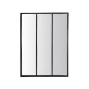 Miroir industriel 3 bandes métal noir 90x120cm