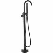 Mitigeur de baignoire sur pied 110 cm avec douchette flexible (noir)