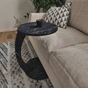 Nova - Table d'appoint en forme de co-co-canapé en forme de c avec un haut rond élégant différentes couleurs taille : Marbre noir