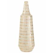 Paris Prix - Vase Design En Bambou mosaïque 70cm Beige