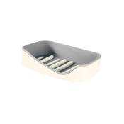 Porte-savon avec drain pour comptoirs de salle de bain, douches et cuisines pour garder le savon sec et propre sans percer(gris + blanc)