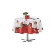 Promo Linge - Nappe de Noël motifs Père Noël ou Cloche - Anti tâches - Ronde ou Rectangle - 160cm - Cloche.