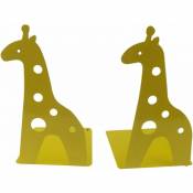 Serre-livres en fer antidérapant en forme de girafe - 21 cm - Pour enfants, bibliothèque, école, bureau, maison - Jaune