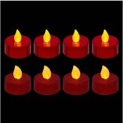 Set 8 Bougies lumineuses à led Rouge métallisé et pailleté d 4 cm - Feeric Christmas - Rouge