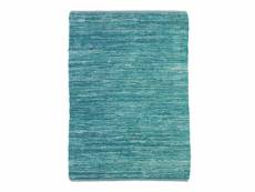 Skin - tapis en cuir tressé bleu clair 160x230