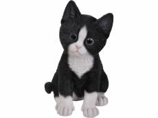 Statue de jardin chaton en résine 20 cm kitten noir et blanc