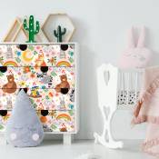 Sticker meuble pour enfant animaux câlins 40 x 60