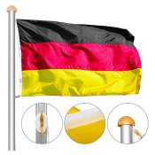 Swanew - Mât de drapeau réglable en hauteur - mât, porte drapeau, Aluminium Drapeau allemand 6.5m