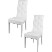 T M C S - Tommychairs - Set 2 chaises chantal pour cuisine et salle à manger, structure en bois de hêtre peindré en blanc, assise et dossier
