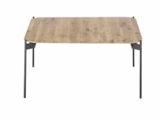 Table basse en bois de chêne massif huilé, pieds en métal noir - longueur 60 x hauteur 38 x profondeur 60 cm