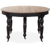 Table ronde extensible en bois massif lavandou Noir