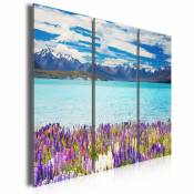Tableau moderne, Tableau paysage lac de montagne et transparence, 90x60cm