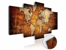 Tableaux en verre acrylique décoration murale motif carte monde bronze 200x100 cm tva110171