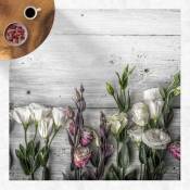 Tapis en vinyle - Tulip-Rose Shabby Wood Look - Carré