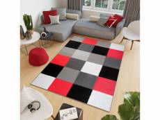Tapiso tapis salon chambre firet moderne rouge noir gris blanc carreaux fin 200x300 cm Q038A GRAY 2,00*3,00 FIRET ESM