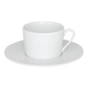 Tasse à thé et sa sous-tasse 22 cl blanc en porcelaine