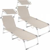 TecTake Lot de 2 chaise longue bain de soleil en aluminium