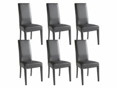 Torino - lot de 6 chaises simili gris et pieds laqués