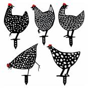Ulisem - Lot de 5 poules réalistes - Décoration de jardin - Décoration en forme de poulet - Silhouette de cour Pour pelouse, chemin, trottoir, jardin