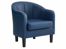 Vasagle fauteuil salon, canapé 1 place, avec accoudoirs, pour chambre, 67,5 x 67 x 71 cm, pu, bleu foncé