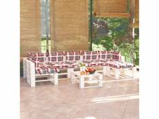 Vidaxl salon de jardin palette 8 pcs avec coussins bois de pin 3066336