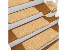 Vidaxl tapis d'escalier 15 pcs 65x21x4 cm beige 134577