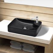 Vidaxl - Vasque à trou pour robinet céramique Noir pour salle de bain