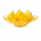 Zen Et Ethnique - Porte Bougie Fleur de Lotus jaune et or 3 ème chakra
