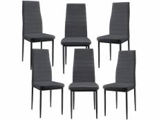 6 x chaises de salle à manger gris foncé avec rembourrage
